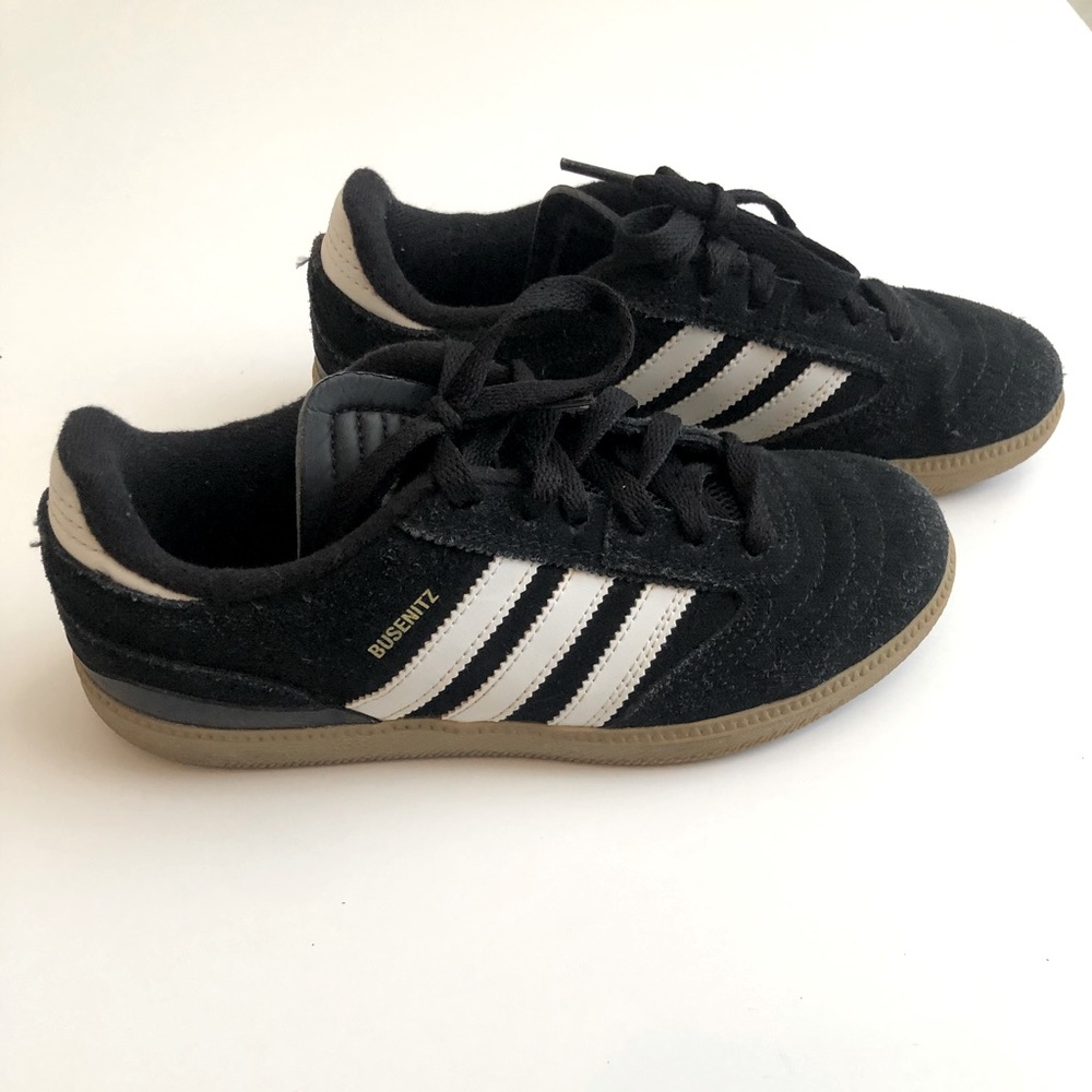 Adidas Campus Kids 3 Collegiate Black and White Suede Originals With Gum Soles.
